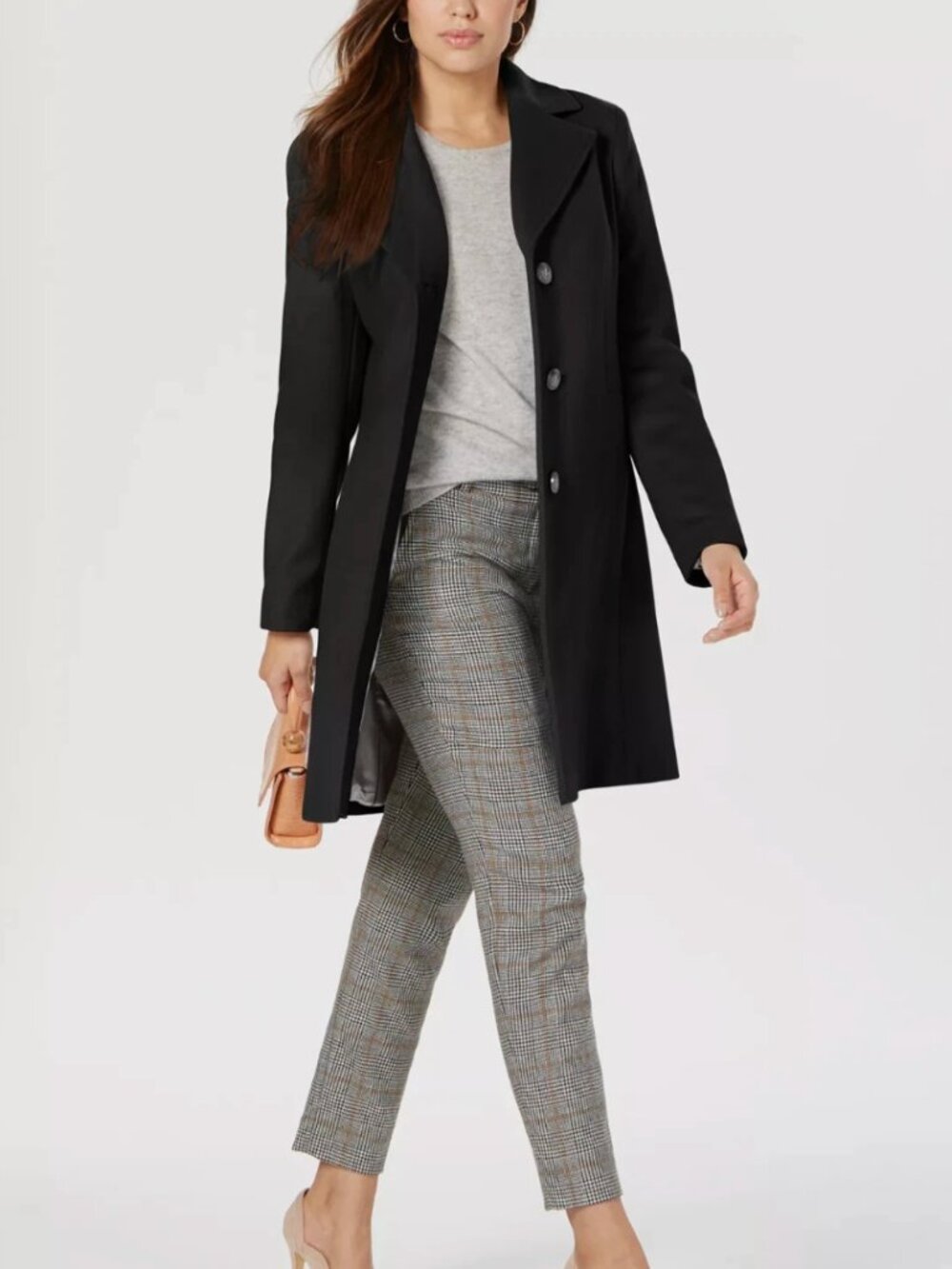 Calvin Klein Black Single-Breasted Wool Trench Coat